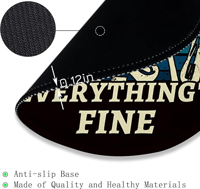 Gctriki Skull Mouse Pad, Funny Round Mouse Pads for Desk, Skeleton Small Mousepad for Laptop Gaming, Stitched Edge Non-Slip Rubber Base, Funny Cute Office Desk Accessories Decor for Women It's Fine