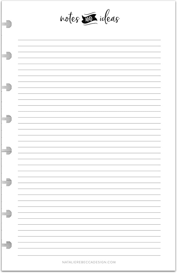 BetterNote Notes Refill Pages for Disc Notebooks, fits Happy Planner, Levenger Circa, TUL, Staples Arc, InkWell Press, Talia (Whimsy- 25 Sheets, 8-Disc, 5.5"x8.5")
