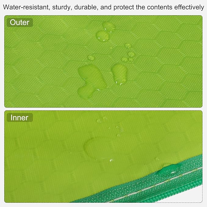 PATIKIL Waterproof Zipper File Bags, 10 Pack A4 Size Document Pocket Storage Organizer Pouch for Travel Office Supply, Green