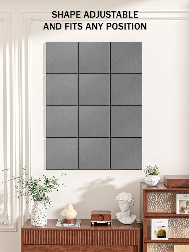 Hsurbtra Large Cork Board for Wall 47 x 36 Inch, 12 Pack Felt Bulletin Notice Board with Pushpins for Office Home School Farmhouse Wall Decor, Dark Gray