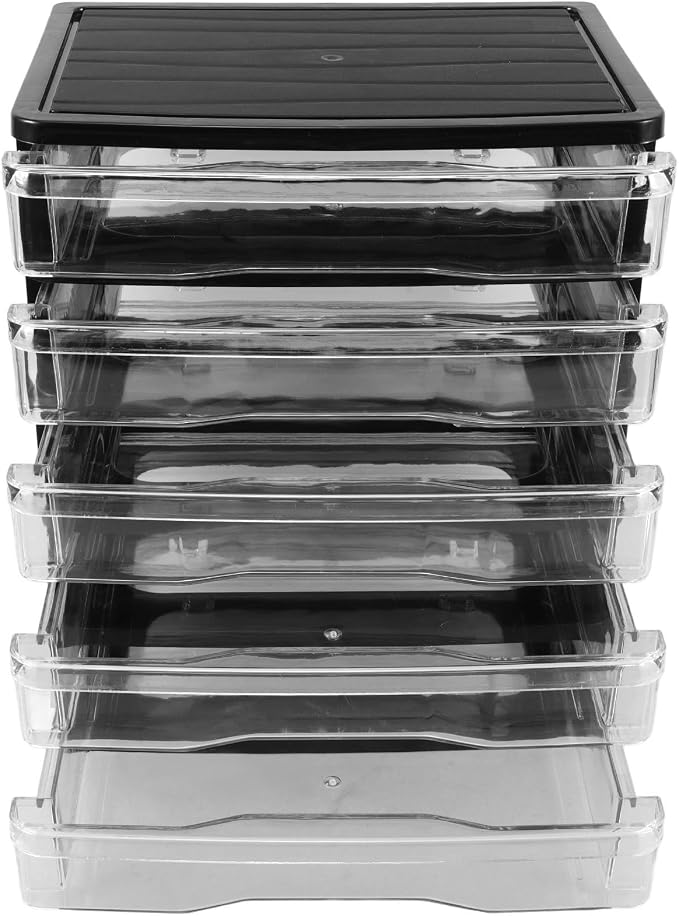 FOMIYES Plastic Drawers Organizer with Multi-layer Drawers, Space-saving Desk Storage Bins for Cosmetics and Office Supplies, Black Plastic Desktop Organizer for Office and Bedroom