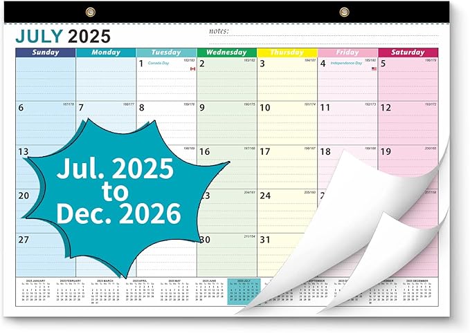 Desk Calendar 2026, AgePlace Wall Calendar 2025-2026 Covers July 2025 - December 2026, 17" X 12" Large Size With Holidays, Desktop Monthly Calendar for Home Classroom School & Office Or teacher Gifts