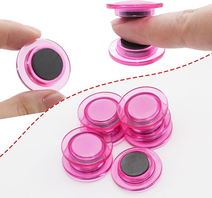 48 Pcs Pink Round Magnets for Whiteboard,Round Small Magnets for School,Office,Home (1.2 Inch)