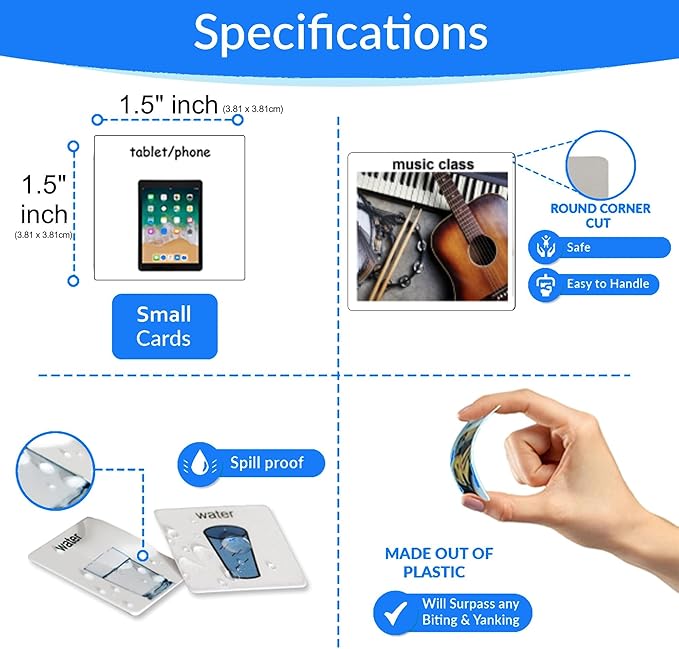 Smile4Autism Loose Visual Picture Cards, Receptive and Expressive Language, Speech Articulation Therapy, ASD, ADD, ADHD, Apraxia, & Stroke Patients (Prime-Small Plastic, Real Photos 166 Pcs.)