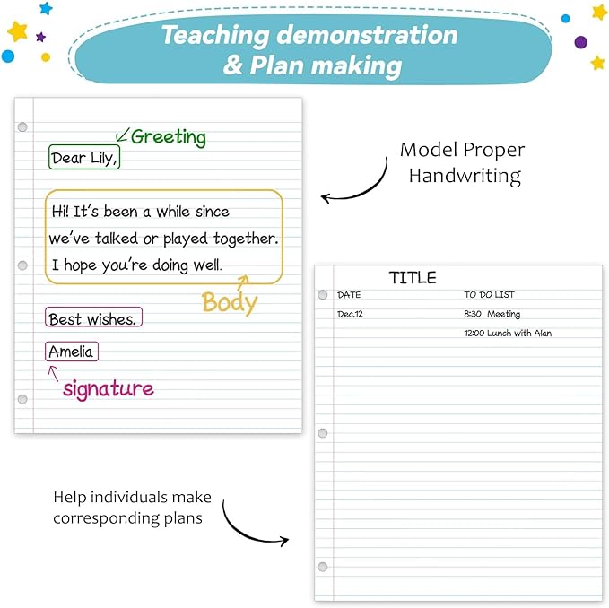 Jumbo Magnetic Dry Erase Notebook Paper 24x28in Magnet Handwriting Lined Paper for Classroom Whiteboard Writing Chart Giant Magnetic Newsprint Handwriting Story Paper Homeschool Teaching Supplies