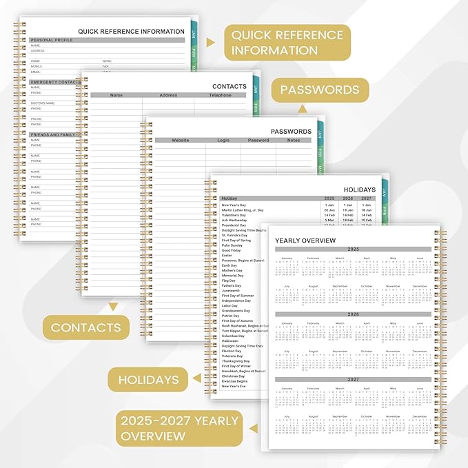 2026 Monthly Planner - Monthly Calendar 2026, 8'' x 10'', Transparent PP Cover, Colorful 12 Months Tabs, JAN 2026-DEC 2026, 2026 Calendar Planner with 2-Sides Pockets - Off white