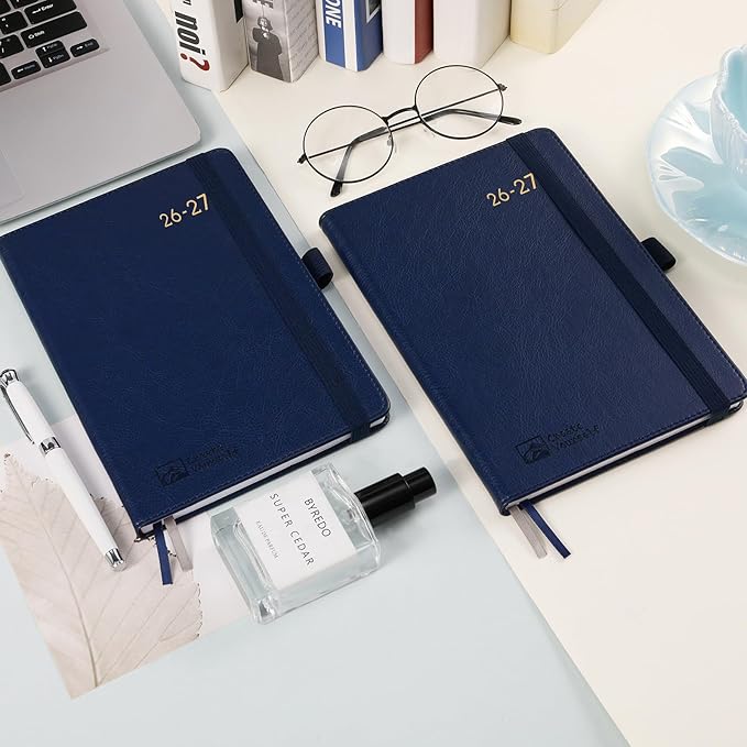 2026-2027 Planner - Academic Planner 2026-2027 Weekly Monthly Planner, July 2026 - June 2027, 5.7'' x 8.4'', Thick Paper, Leather Cover, Pen Holder, Back Pocket, Perfect Daily Organizer - Navy Blue