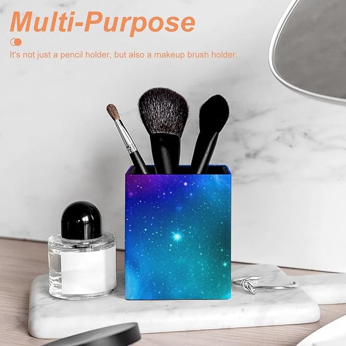 Men's Fashion Pencil Pen Holder Cup, Waterproof Office Supplies, Waterproof Multifunctional Office Supplies Blue Purple Galaxy Art