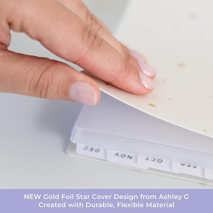 Blue Sky Ashley G 2026 Weekly and Monthly Planner Calendar, January 2026 - December 2026, 8.5" x 11", Flexible Cover, Durable Twin Wire Binding, Laminated Tabs, Pocket & Stickers, Shooting Stars Cream