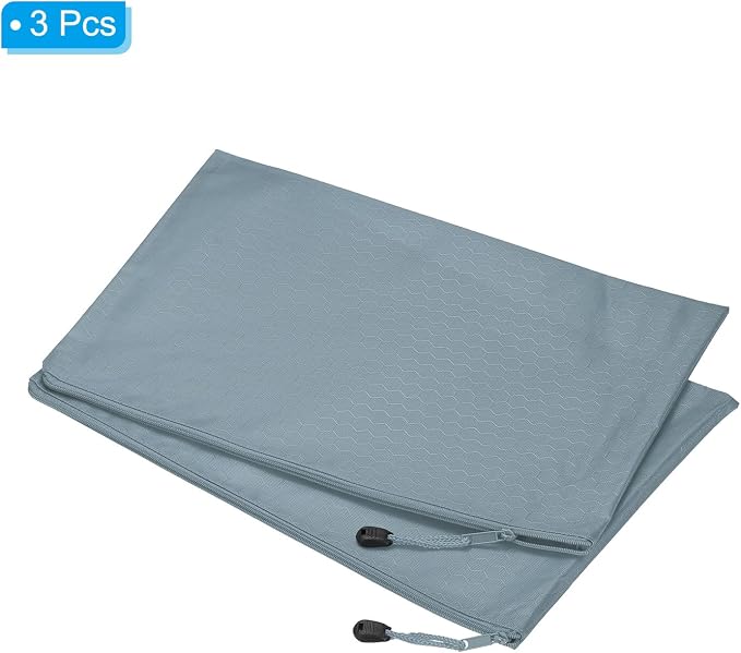 PATIKIL Waterproof Zipper File Bags, 3 Pack A4 Document Holders Pencil Pouch for Office, Gray