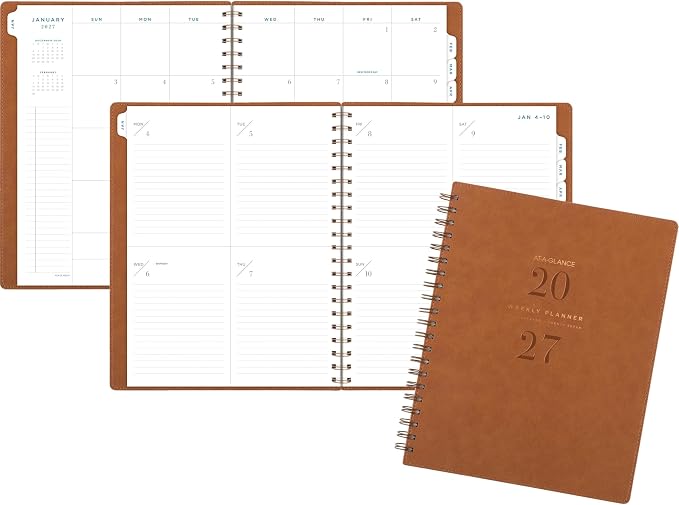 AT-A-GLANCE 2027 Planner, Weekly & Monthly, 13-Month Jan-Jan, 8.5" x 11", Signature, Distressed Brown (YP9050927)