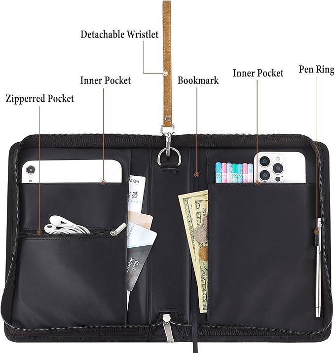 Bible Cover Case for Women and Men, PU Leather Bible Bag Bible Study Supplies Accessories with Detachable Wrist Strap