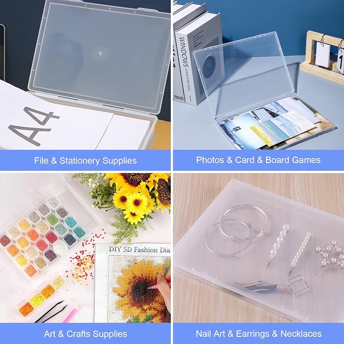 A4 Paper Holder Portable File Box Clear Plastic Document Case Waterproof Dustproof PP Storage Folder Magazine Filing Organizer Office/School Supplies(clear-2 pack)