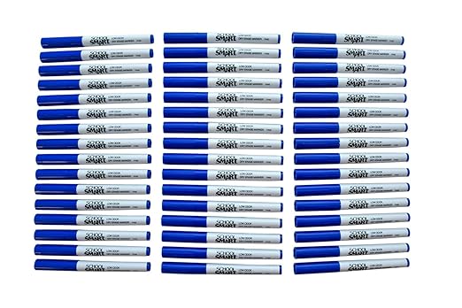 School Smart Dry Erase Pen Style Marker, Fine Tip, Blue, Pack of 48
