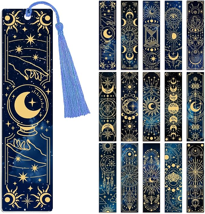 Peacoblue 30pcs UV DTF Bookmarks Transfer Stickers Wraps Starry Sky for Women Men Reading, Waterproof Bookmarkers Decal(No Blank Bookmarks) for Acrylic Plastic Metal Blank Bookmark