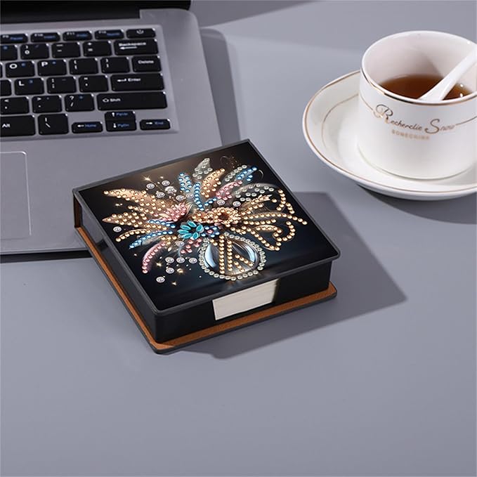 Vase Diamonds Painting Kit Note Box,Memo Paper Storage Box Diamond Art,Sticky Note Holder Diamond Art,Diamond Painting Memo Pad For Office Desk. (Vase)