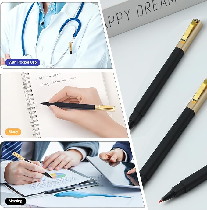 12 Pack Gel Pens Black 0.5 mm Medium Point Black Gel Ink Pens with Cap Quick Drying Ballpoint Pen Smooth Writing Fine Point Pen for Journaling School Office Supplies