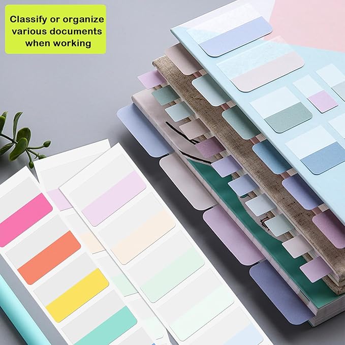 240PCS Sticky Index Tabs, Colored Strip Page Markers, Writable and Repositionable File Tabs Flags for Pages, Reading Notes, Classify Files, 12 Colors(1.8x1 inch)