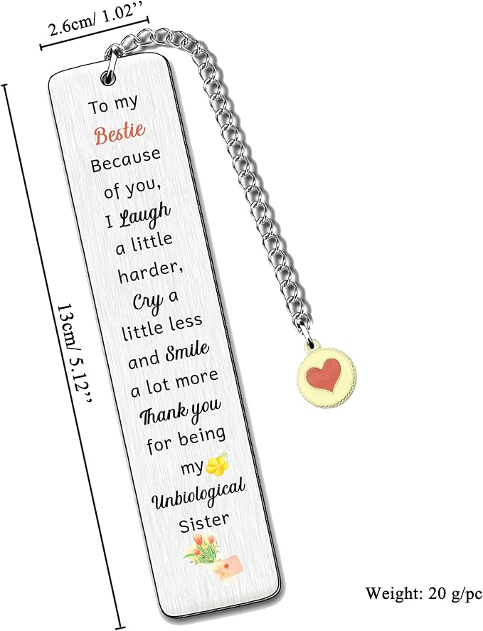 Bestie Bookmarks Graduation Friendship Appreciate Gift Women Friends Go to University Encourage Keepsake Birthday Christmas Teens Distance Accompany Back to School Present Thank You Reminder