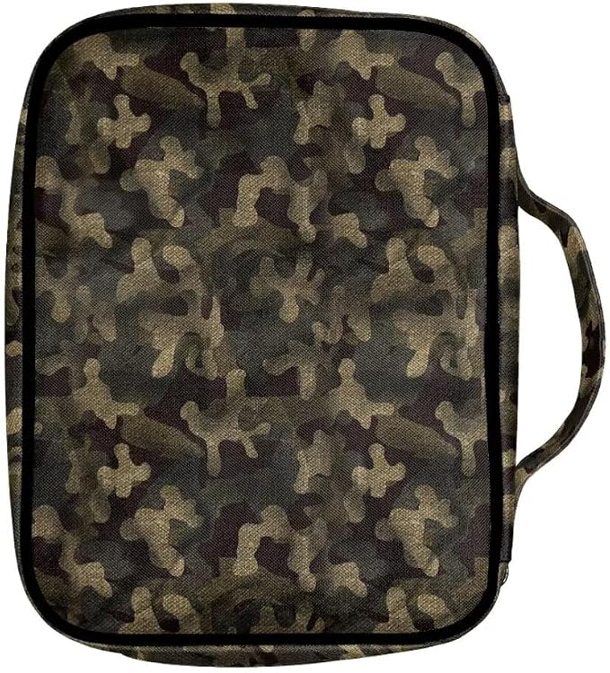 Coldinair Camo Bible Cover for Men Women Bible Case Bible Carrier Carrying Organizer Purse Handbag with Zipper Pockets Church Bag