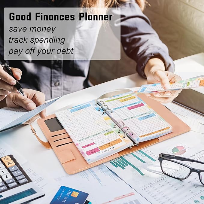 A6 Budget Planner Refill, 82 Sheet [2026] Colorful Weekly Monthly Planner Calendar Inserts 6 Hole Expense Budget for A6 Binder Cover, Money Envelopes Organizer for Wallet, Cash Saving