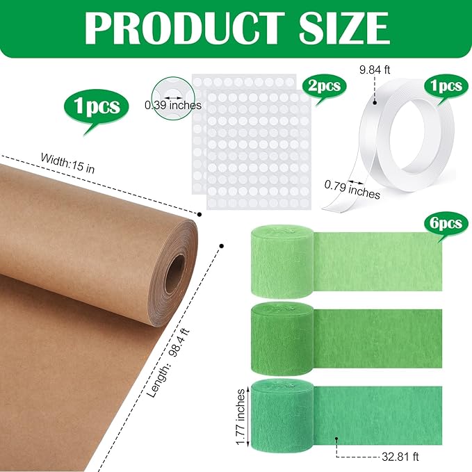 Watersay Classroom Tree Bulletin Board Decorations Set 196 ft Green Crepe Paper 98 ft Brown Kraft Paper Roll DIY 3D Cardboard Tree Woodland Bulletin Board Wall Decoration for School Teacher Chalkboard