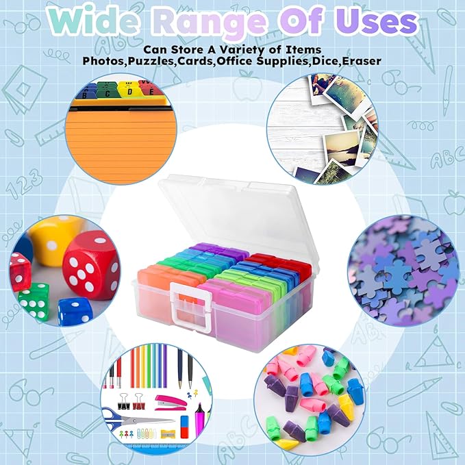 Xuhal 16 Pcs Multicolor Task Boxes for Special Education with 18 Adhesive Labels and Clear Storage Case, 4'' x 6'' Index Card Holder Task Card Boxes for Teachers Classroom Supplies Photo Storage