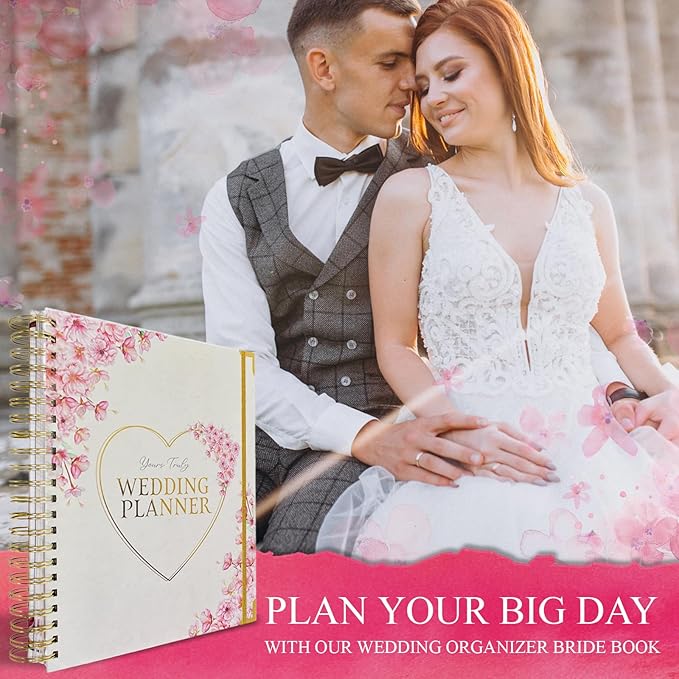 3 Pieces Wedding Planner Wedding Planner Book with Rose Gold Pen and Stickers 9.5 x 11.5 Wedding Book Wedding Gifts Wedding Planning Book and Organizer Bride Book