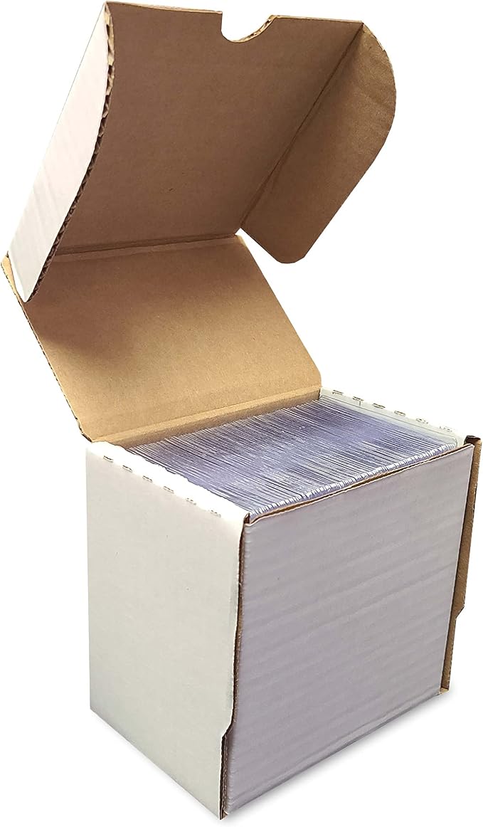 BCW 5-Inch Semi Rigid #1 Card Holder Storage Box - Holds 130 Semi-Rigid Card Holders - White Corrugated Cardboard - Ideal for Trading, Sports & Collectible Cards