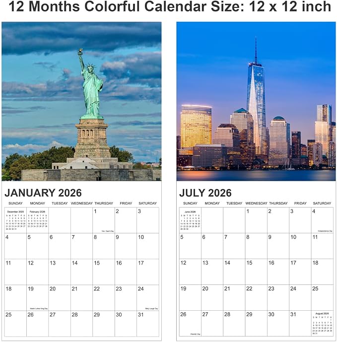 Calendar 2026 from January 2026 - December 2026, 12" x 24" Opened 12 Months Calendar, Full Page Months Thick & Sturdy Paper for Gift Perfect Calendar Organizing & Planning