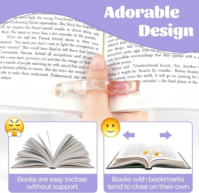 Dried Flower Book Page Holder 2PCS Book Accessories Thumb Book Page Holder Handmade Flower Bookmark for Reading Lovers Gifts for Book Lovers Teachers Students Kids (Styled 2Pcs)