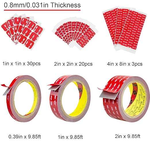 Hasaky Double Side Tape Heavy Duty,0.39in x 10ft Mounting Tape Strong Adhesive Double Sided Tape Waterproof Foam Tape for LED Strip Light Tape Picture Hanging Strips for Wall