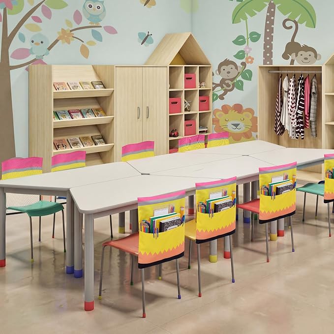 12 Pack Pencil Chair Pockets for Classroom 18.5'' x 19'' Preschool Seat Pockets Kindergarten Pencil Classroom Decor Elementary Back to School Teacher Chair Storage Organizer with Name Slot
