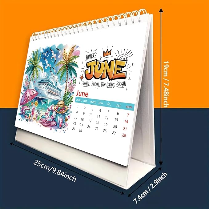 2026 Standing Desk Calendar DIY Diamond Art Painting Monthly Flip Desktop Calendar with To Do List Calendars Planner for Home Office-2026-D