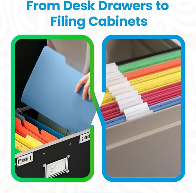 Pendaflex Recycled Hanging File Folders (25 Folders) & Two-Tone Color File Folders (36 Folders) - Assorted Color File Folders Letter Size - Perfect for Filing Cabinet, Desk & Home Office (Pack of 2)