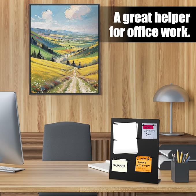 2 Pack Magnetic Bulletin Board Set, Magnetic Display Board, Small Desktop Magnet Stand, Contains Pen & 12 Magnet Clasps, for Home, School, Kitchen, Office Notice Display 12.6×11×2.6 inches