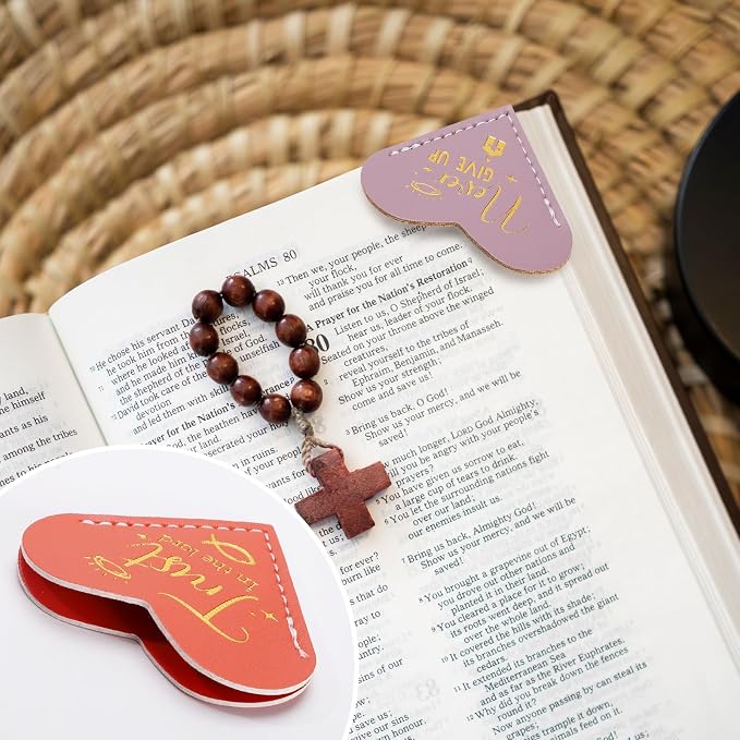 14Pcs Bible Verse Leather Heart Bookmarks, Mothers Day Gifts, Christian Gifts for Women, Reading Inspirational Corner Bookmarks, Reading Book Accessories, Christian Mothers Day Gift