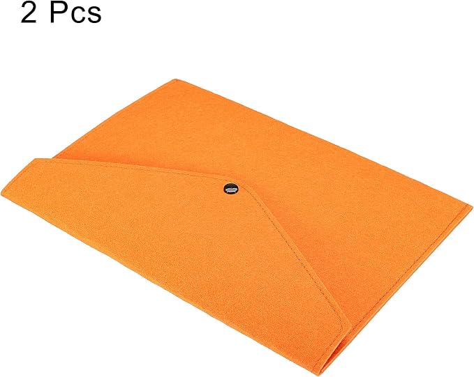 PATIKIL File Bag Felt Folder 2 Pack A4 Envelope Document Storage Pouch Organizer for Office Business, Orange
