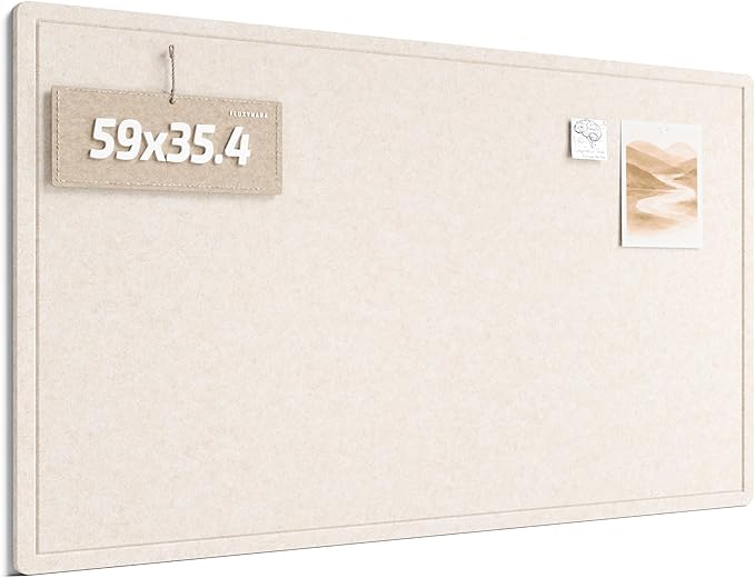 Fluxnara Bulletin Board,Cork Board Alternative with Safe Removable Adhesive Tabs, Foldable Felt Pin Board for Home Office, Classroom, Bedroom,Entryway for Walls (Oatmeal, 59 x 35.4 inches)