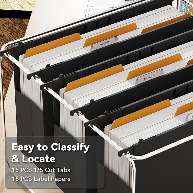 Ansook Legal Size Hanging File Folders Extra Capacity, Heavy Duty 3" Expandable Legal File Folder Hanging,6 Pack Plastic File Cabinet Folders for File Frmae/Box, Office School Hanging File Organizer