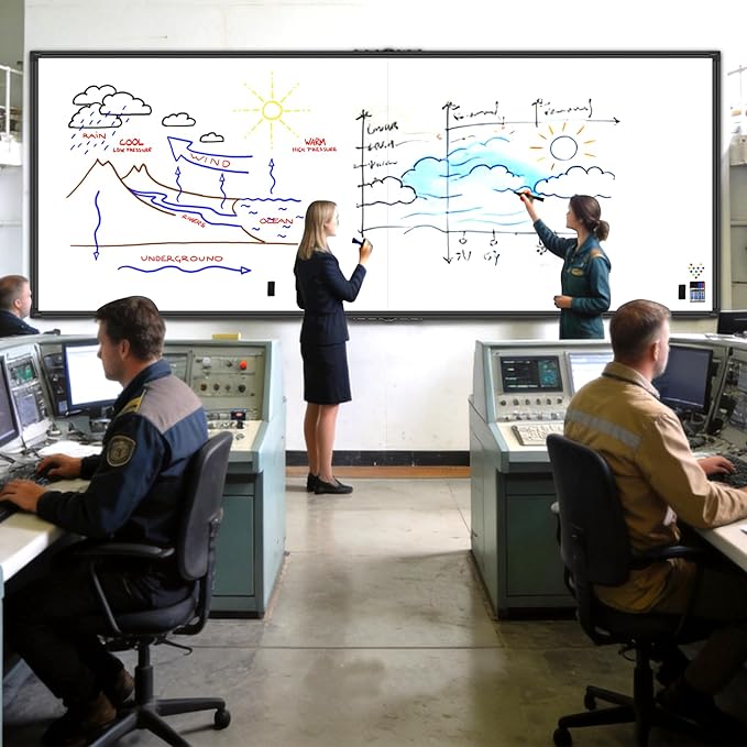 118"X48" Large Magnetic Whiteboard - Dry Erase Board, 10x4 Feet, Foldable Design, Non-Reflective Coated Surface Ultra-Wide Office White Board, Black Frame for Media Centers