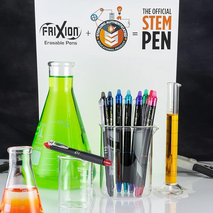 Pilot FriXion Synergy Clicker Erasable, Refillable, Retractable Gel Ink Pens, Extra Fine Point 0.5 mm, Pack of 8, Navy Ink, FriXion Erasable Pens 0.5 - Ideal for School & Office Writing