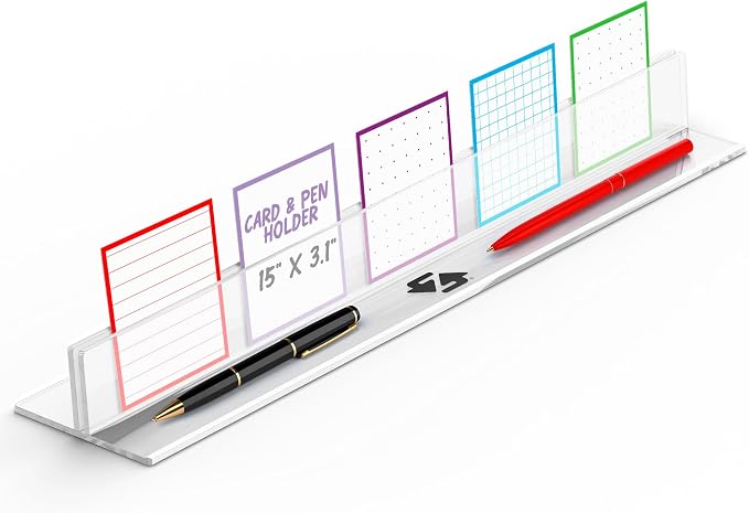 Intention Tray™ – Premium Clear Acrylic Card & Pen Holder | 15" x 3.1" Ultra-Clear Desk Organizer Cards™, Playing Cards, Place Cards, Signage | Minimalist Office Accessory