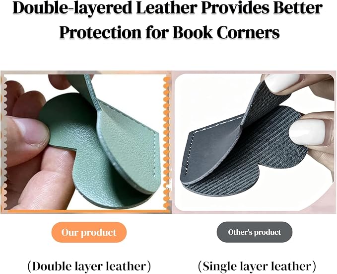 Leather Heart Bookmarks - Winjeto 6 Pieces Cute Corner Page Book Marks for Teachers Students Book Reading Lovers, for School Office Home Supplies (Heart（6pcs）)