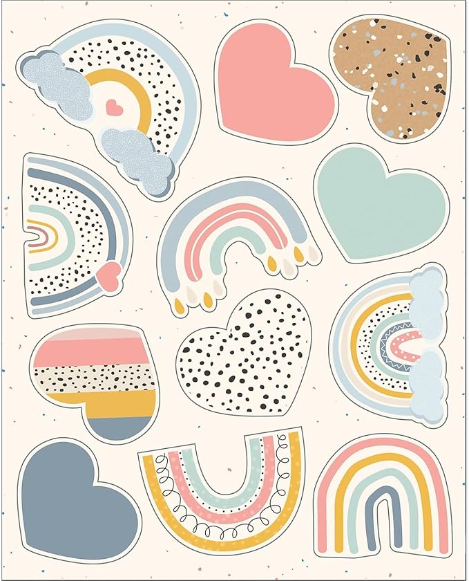 Carson Dellosa Education We Belong 72 Boho Stickers,6 Sheets of Heart & Rainbows for Crafts,Valentines Day Decorations,Scrapbooking,Teacher Planner,Reward Chart, School Supplies, Classroom Must Haves