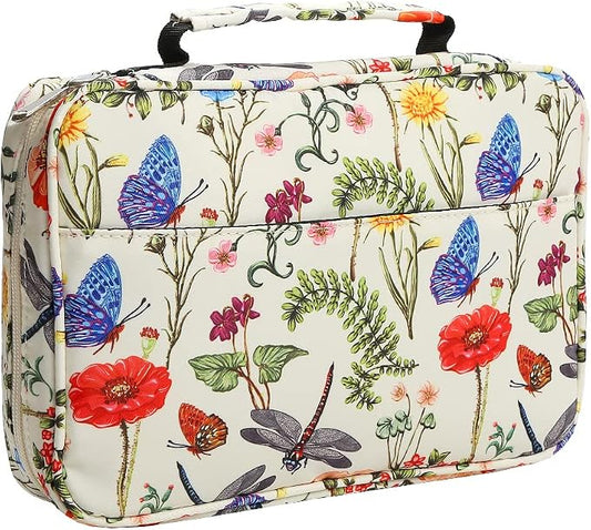 Bible Cover Carrying Book Case Church Bag Bible Protective with Handleand Zippered Back Pocket, Gift for Girls Women Mother Men Women Father Kids(White)