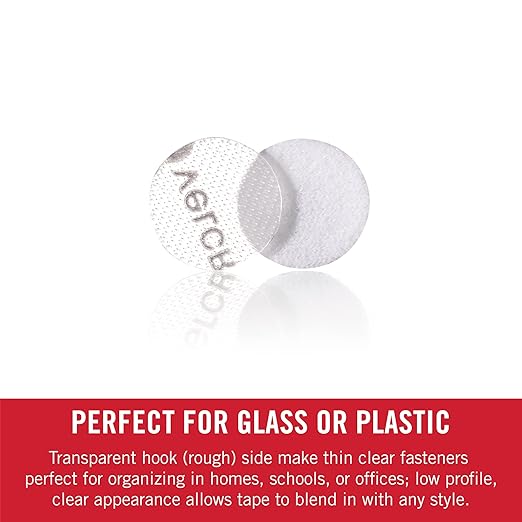 VELCRO Brand - Thin Clear Fasteners | General Purpose/Low Profile | Perfect for Home & Sticky-Back Fasteners, Removable Adhesive, 0.88" X 0.88", White, 12/Pack