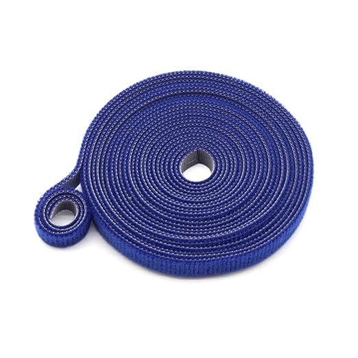 5 Meters Self Adhesive Fastener Tape Polyester PP Straps Hooks Loops Reusable Cable Wire Tie Magic Tape DIY Accessories(Blue 10mm)