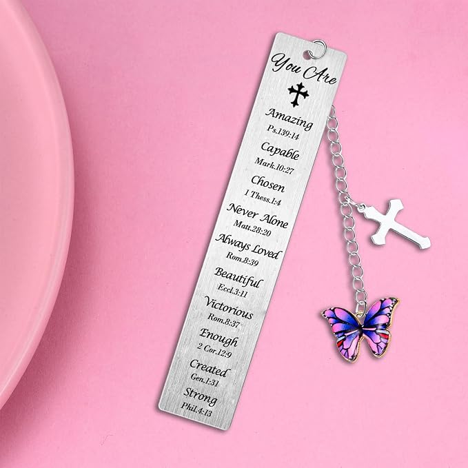 Religious Gifts for Women Book Marks for Reading Women Bible Verse Bookmark Christian Gifts Cross Gifts Baptism Gifts for Women Butterfly Charm Bookmark Christmas Birthday Inspirational Gifts