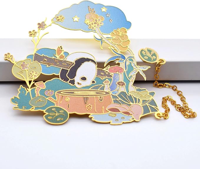 BLBMH Cute Metal Bookmarks Birthday Christmas Stocking Stuffers Gifts for Kids Girls Women Unique Gifts for Book Lovers Friends Readers - Panda - PD6